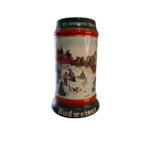 1991 Budweiser Holiday Stein The Season’s Best Clydesdale Beer Mug Ceramarte
